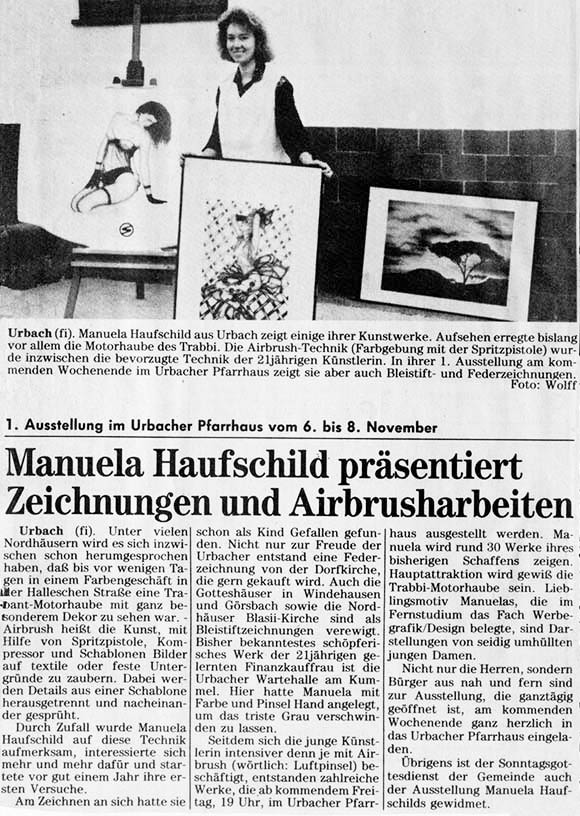 Presseartikel von meiner 1. Ausstellung im Pfarrhaus Urbach